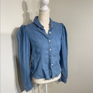 Blue Denim Button-Up Women's Top